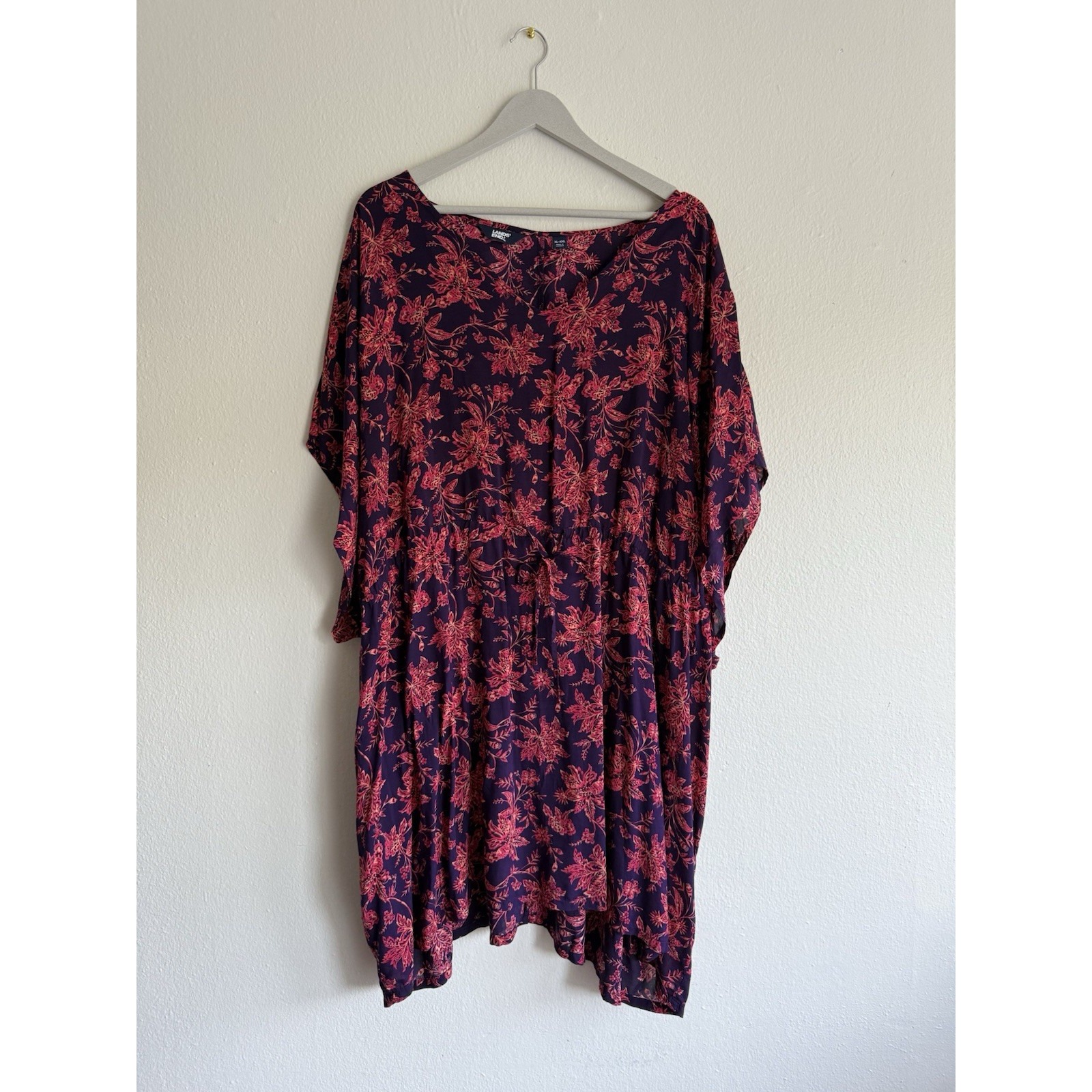 Land's End Women's Short Sleeve Gathered Waist Cover Up Dress - Size: Xl/Xxl